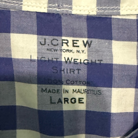 J. Crew Men's Navy and White Plaid Shirt - Picture 4 of 4